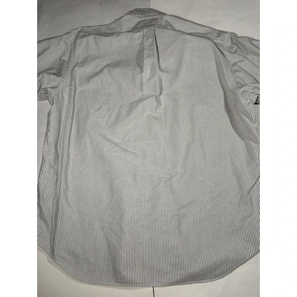 Polo Ralph Lauren Big Shirt Men's Large L Gray White Striped Oxford Button Down